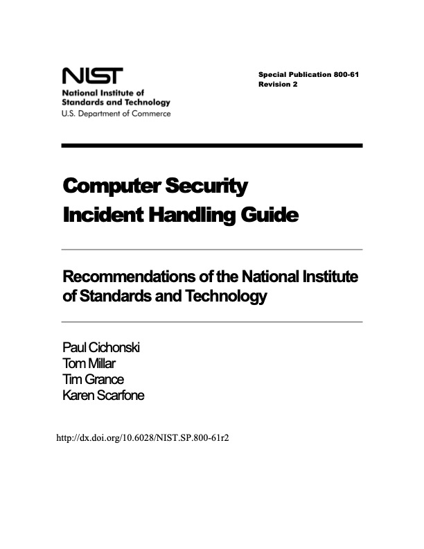 Computer Security Incident Handling Guide cover