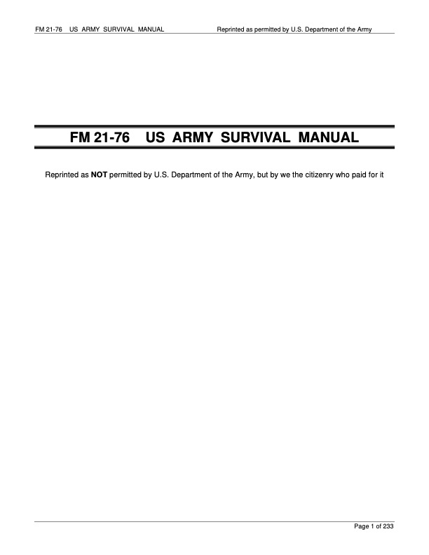 US Army Survival Manual Cover
