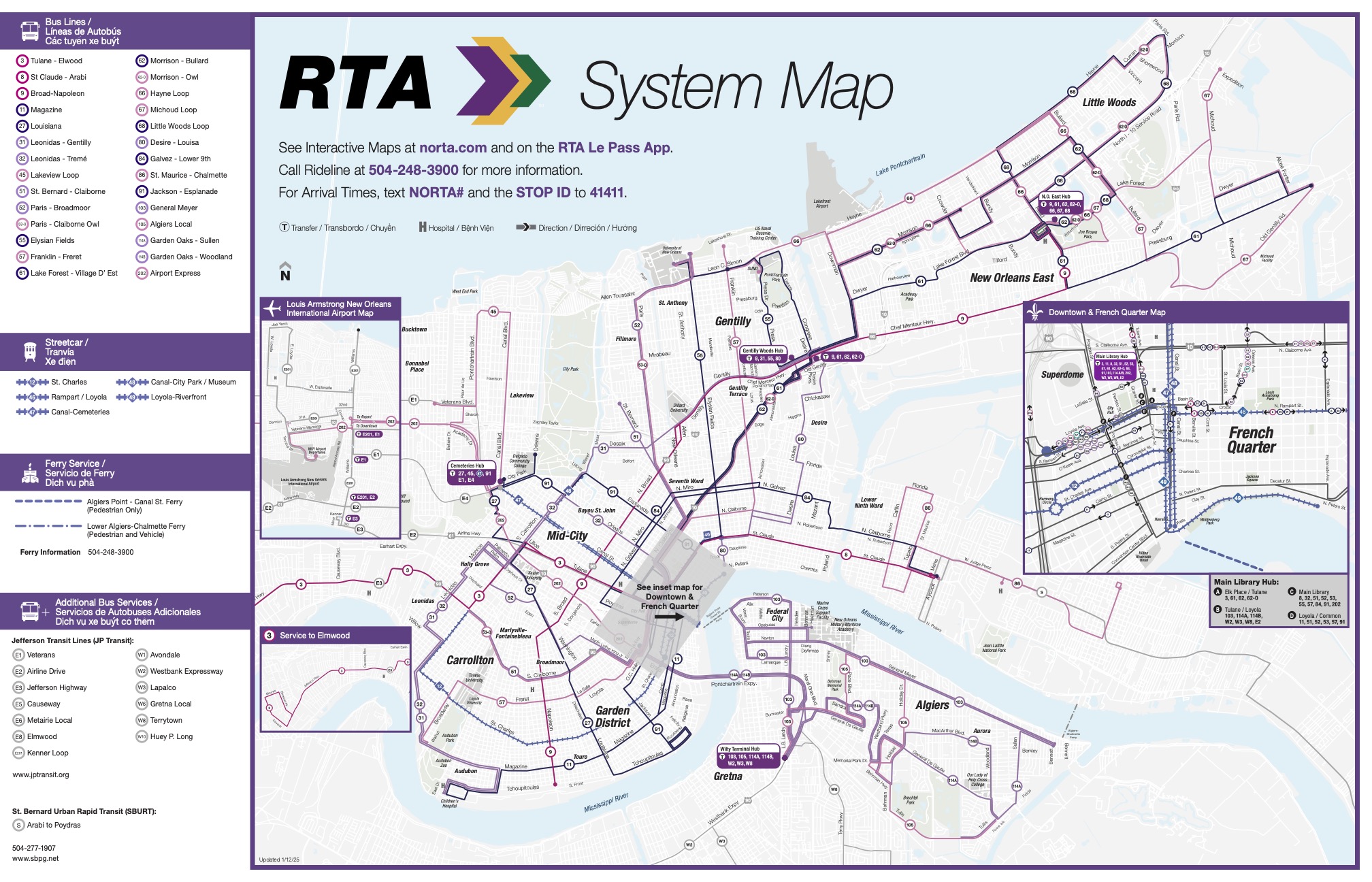 RTA New Orleans System Map 2025 cover